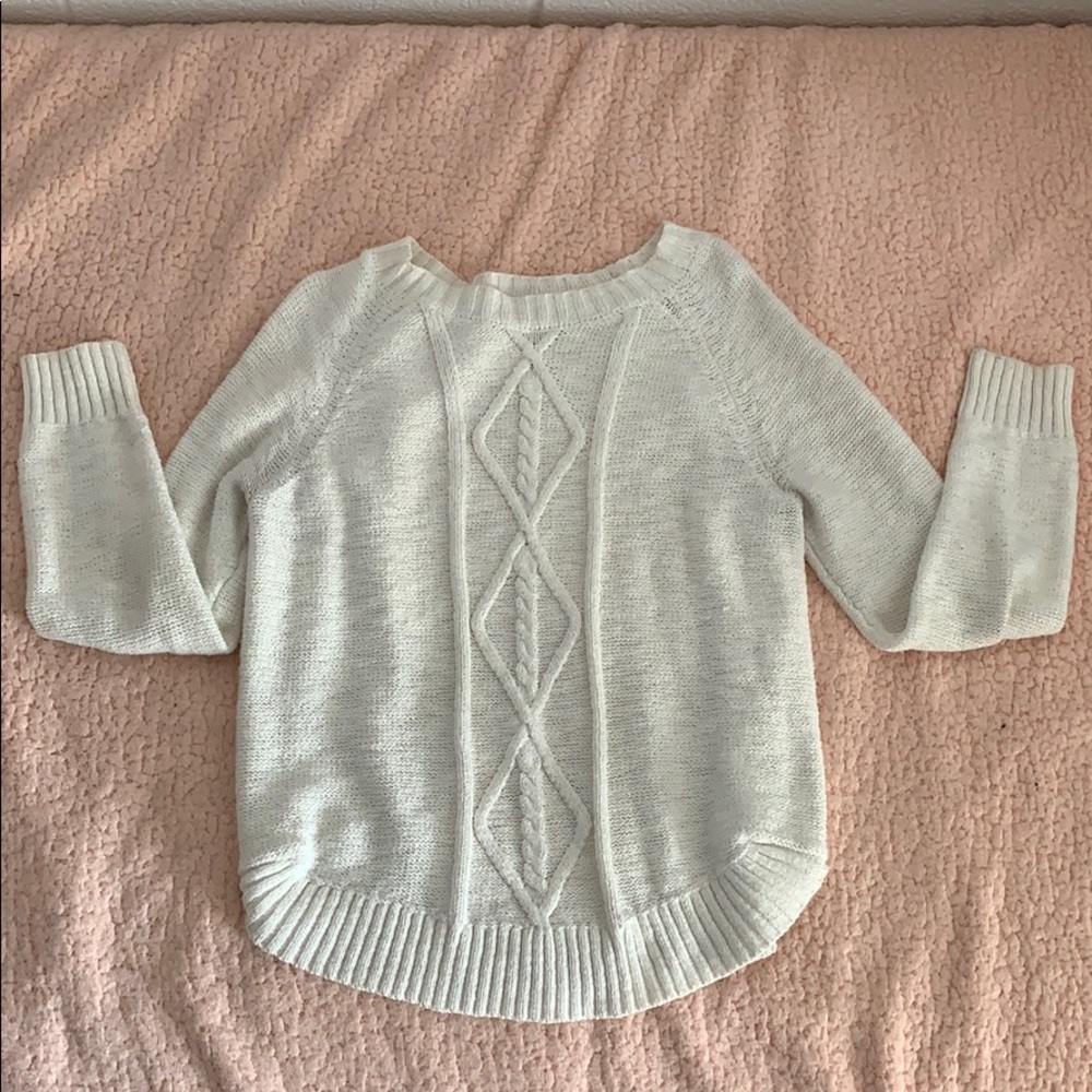 Cable Knit White Sweater